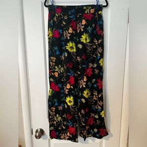 Flower print wide leg pants